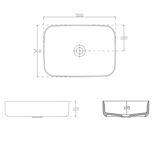 Sapho INFINITY RECTANGLE 50x36cm kerámiamosdó, fehér 10NF65050