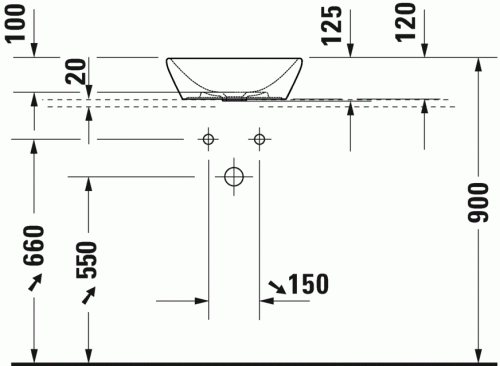 Duravit D-Neo pultra ültethető mosdó 40 cm 2371400070