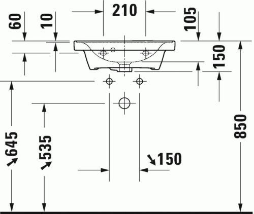 Duravit D-Neo bútorral alápépíthető kézmosó 50x40 cm 0742500000