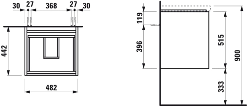 Laufen Lani mosdótartó szekrény H810081 mosdóhoz, sötét szürke H4035121122661