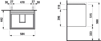 Laufen Lani mosdótartó szekrény H810083 mosdóhoz, sötét szürke H4035321122661