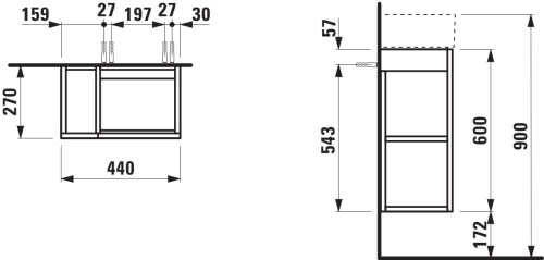 Laufen KARTELL BY LAUFEN szekrény H815334 mosdóhoz jobb zsanérral pala szürke H4075180336421