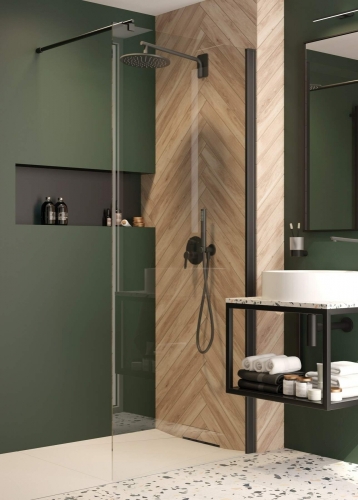 Deante Kerria Plus Walk-In 80 zuhanyfal, fekete KTS N38P