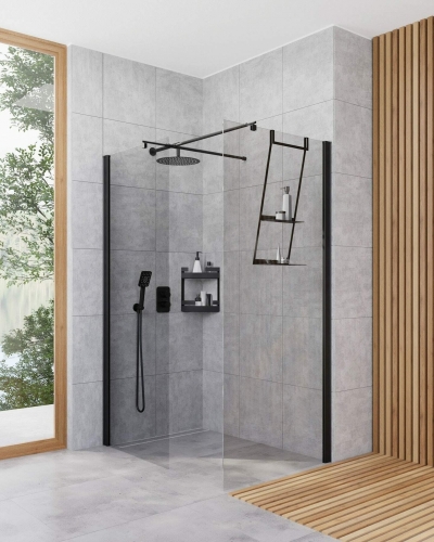 Deante Kerria Plus Walk-In 80 zuhanyfal, fekete KTS N38P