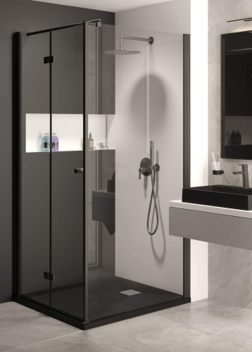 Deante Kerria Plus Walk-In 80 zuhanyfal, fekete KTS N38P
