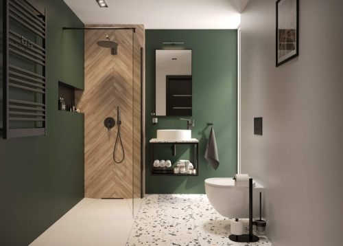 Deante Kerria Plus Walk-In 80 zuhanyfal, fekete KTS N38P