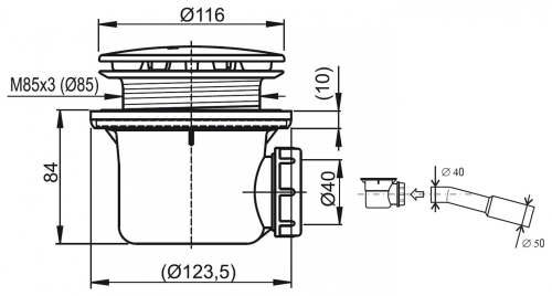 RAVAK Professional 90 zuhanytálca szifon fekete X01749