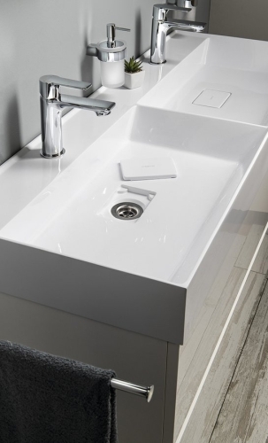 Sapho GODIVA 119x44cm öntöttmárvány mosdó, fehér GU119