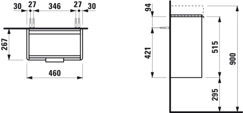 Laufen Base alsószekrény, egy jobbos ajtóval a 815954 mosdóhoz, fényes fehér H4021021102611