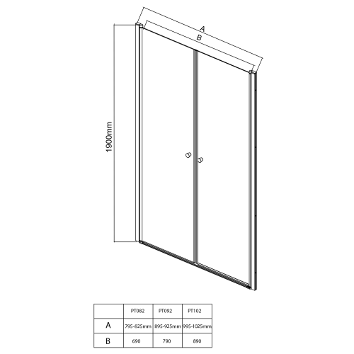 Sapho AQUALINE PILOT nyíló zuhanyajtó, duplaszárnyas, 900mm, matt üveg PT092