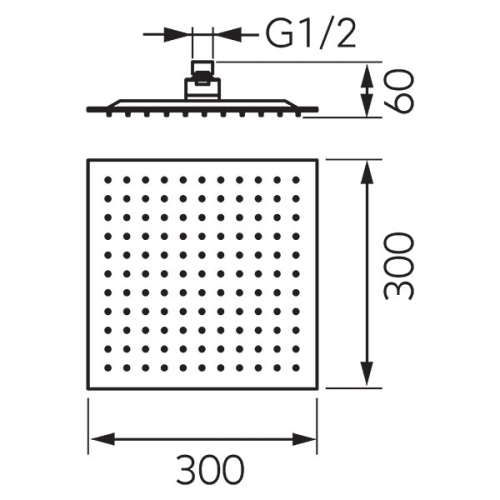 Ferro Slim fejzuhany 30x30 cm, matt fekete DSN08BL