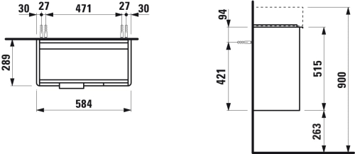 Laufen Base alsószekrény H815285 mosdóhoz sötétbarna szil H4025521102631