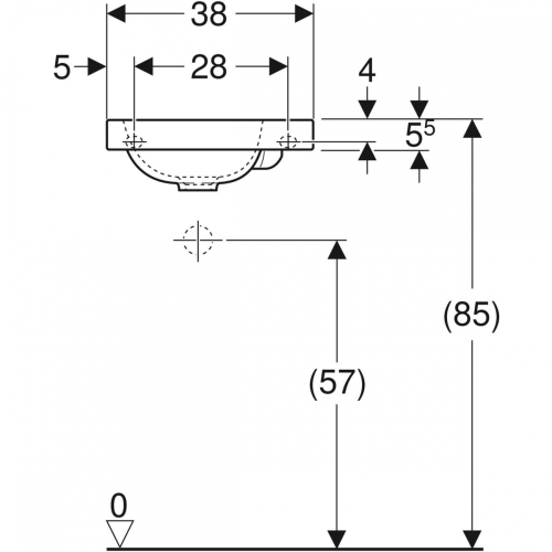 Geberit iCon Light kézmosó csaplyuk nélkül 38x28 cm 501.830.00.3