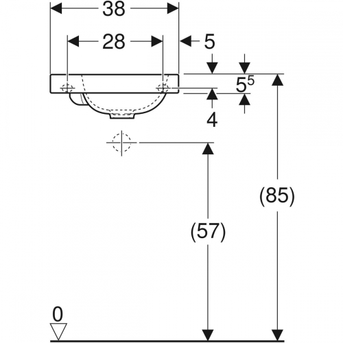 Geberit iCon Light kézmosó csaplyuk nélkül 38x28 cm 501.831.00.3