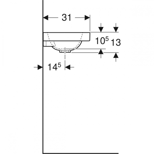 Geberit iCon Light kézmosó pakolófelülettel 53x31 cm jobbos 501.832.00.1