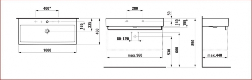 Laufen Living City 100x46 ráépíthető mosdó H8184370001041