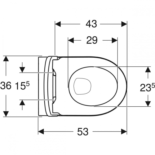 Geberit iCon fali WC mélyöblítésű, zárt forma, Rimfree, 53cm, matt fehér, lecsapódásgátlós, gyorskioldós WC-ülőkével 501.663.JT.1