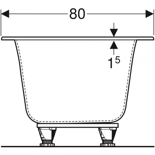 Geberit Soana Duo egyenes fürdőkád, keskeny dizájn, lábakkal, 180x80 cm 554.004.01.1