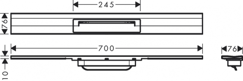 Hansgrohe RainDrain Flex zuhanylefolyó színkészlet 700, méretre vágható fali illesztéshez, rozsdamentes acél 56050800