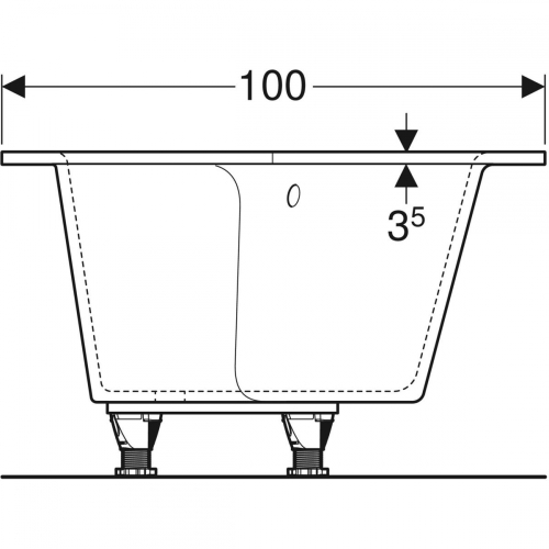 Geberit Selnova Square aszimmetrikus fürdőkád lábakkal 160x100 cm 554.290.01.1