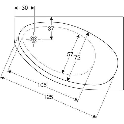 Geberit Selnova aszimmetrikus fürdőkád lábakkal 150x100 cm 554.273.01.1