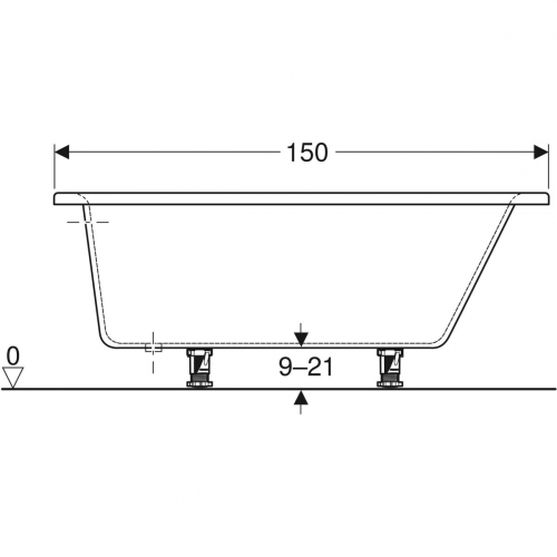 Geberit Selnova aszimmetrikus fürdőkád lábakkal 150x100 cm 554.273.01.1