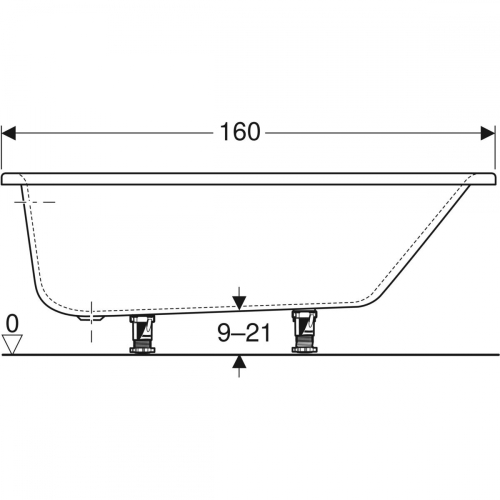 Geberit Selnova aszimmetrikus fürdőkád lábakkal 160x100 cm 554.275.01.1