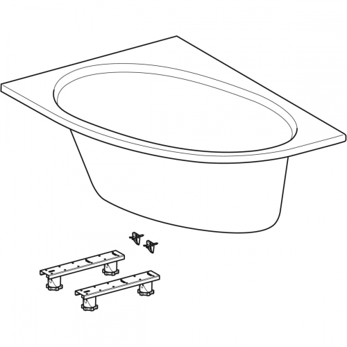Geberit Selnova aszimmetrikus fürdőkád lábakkal 150x100 cm 554.272.01.1