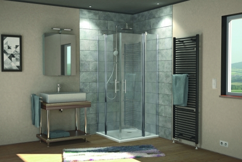 HSK New Style zuhanykabin alu matt profil, átlátszó üveg 90x90 cm 1425018.1.50