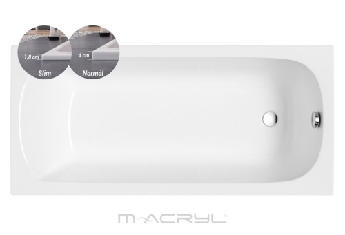 M-Acryl Mira Slim 170x75 egyenes kád kádlábbal (12486)