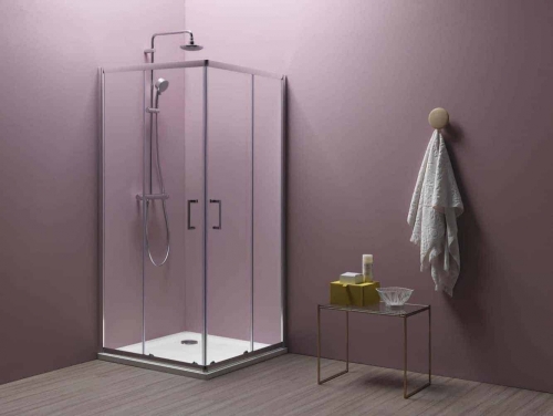 Kolpa-San Eco Quat TKK 80x80 cm szögletes zuhanykabin ezüst profillal + Trin előlapos zuhanytálca + szifon