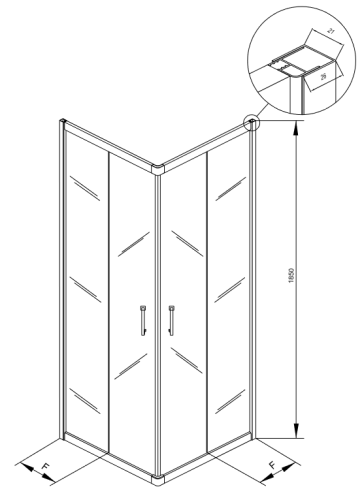 Kolpa-San Eco Quat TKK 80x80 cm szögletes zuhanykabin Trin előlapos zuhanytálcával, króm