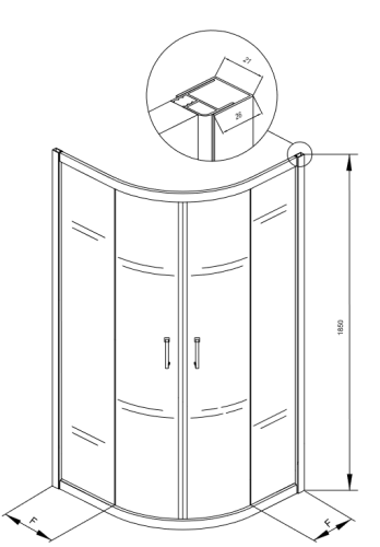 Kolpa-San Eco Quat TKP 80x80 cm negyedköríves zuhanykabin ezüst profillal + Ontex előlapos zuhanytálca + szifon