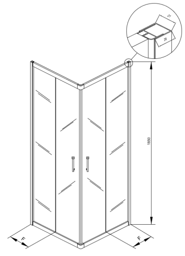 Kolpa-San Eco Quat TKK 80x80 cm szögletes zuhanykabin matt fekete 515230