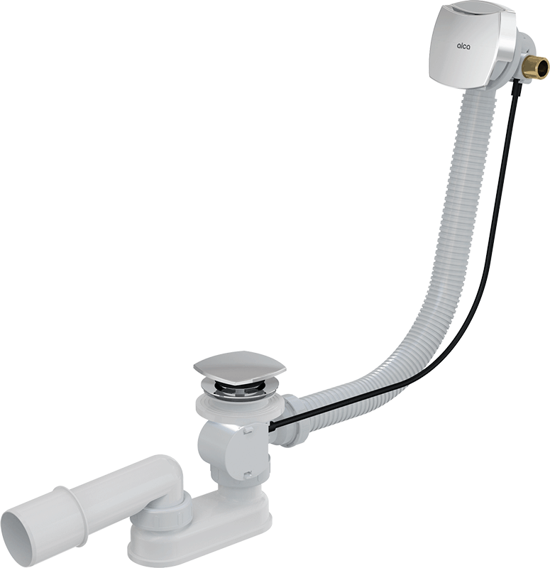 ALCA (Alcaplast) A564CRM2 automata kádszifon túlfolyónál feltöltős, króm (hossz 1200mm)