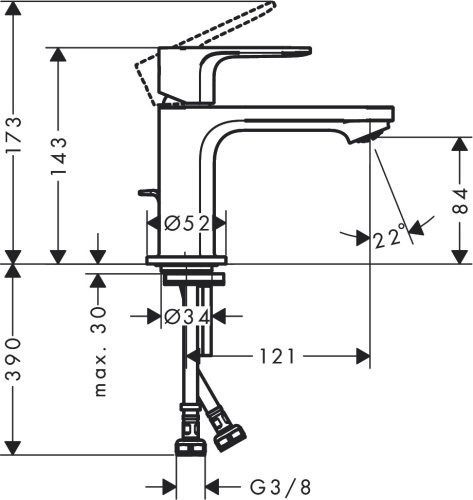 Hansgrohe Rebris S egykaros mosdócsaptelep 80, automata lefolyógarnitúrával, króm 72510000