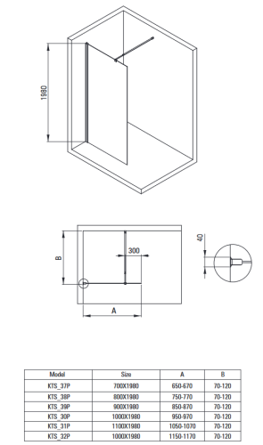 Deante Kerria Plus Walk-In 110 zuhanyfal, króm KTS 031P