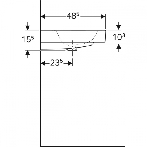 Geberit iCon mosdó, 60x15.5x48.5cm, csaplyuk nélkül, túlfolyó nélkül 124061000