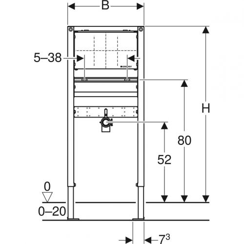 Geberit Duofix mosdó szerelőelem, 112-130 cm, falsík alatti szerelésű fali csaptelephez 111.493.00.1