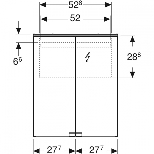 Geberit Option Basic tükrös szekrény világítással, két ajtóval, 56x67.5x14cm, matt lakkozott fehér 500.258.00.1