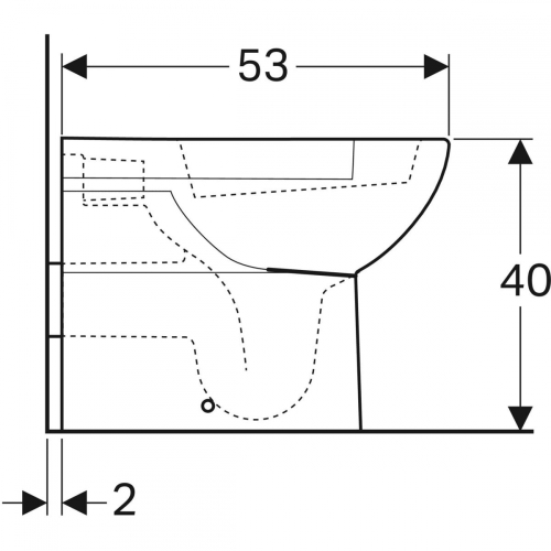 Geberit Selnova álló WC, mélyöblítésű, falhoz illeszkedő, hátsó kifolyású, részben zárt forma, 53cm 500.286.01.1 (K)