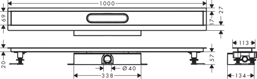 Hansgrohe uBox universal Teljes szett lapos telepítéshez- 100 cm, zuhanylefolyó készlethez 56020180