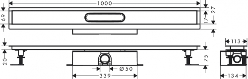 Hansgrohe uBox universal teljes szett standard telepítéshez- 100 cm, zuhanylefolyó készlethez 56026180