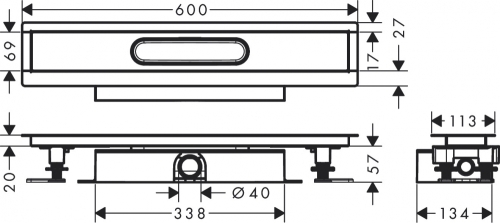 Hansgrohe uBox universal teljes szett lapos telepítéshez- 60 cm, zuhanylefolyó készlethez 56016180