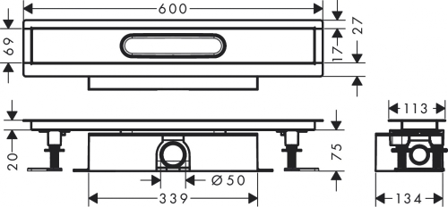 Hansgrohe uBox universal teljes szett standard telepítéshez- 60 cm, zuhanylefolyó készlethez 56022180