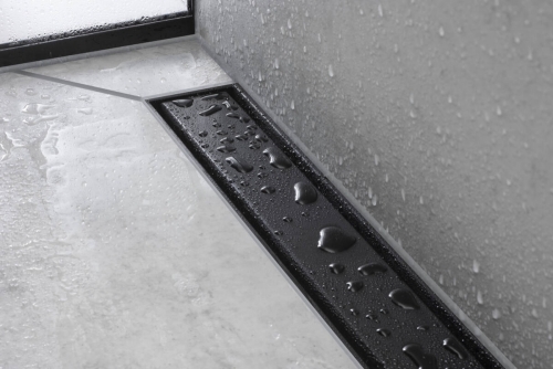 Hansgrohe RainDrain Match zuhanylefolyó színkészlet 60 cm, állítható magasságú kerettel, matt fekete 56036670