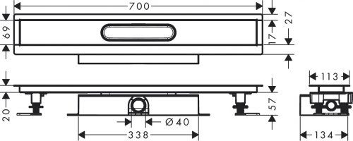 Hansgrohe uBox universal teljes szett lapos telepítéshez- 70 cm, zuhanylefolyó készlethez 56017180