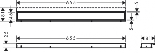 Hansgrohe RainDrain Match zuhanylefolyó színkészlet 70 cm, állítató magasságú kerettel matt fekete 56037670