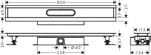 Hansgrohe uBox universal teljes szett lapos telepítéshez- 80 cm, zuhanylefolyó készlethez 56018180