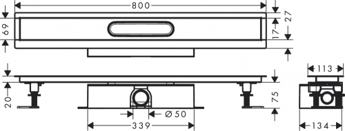 Hansgrohe uBox universal teljes szett standard telepítéshez- 80 cm, zuhanylefolyó készlethez 56024180